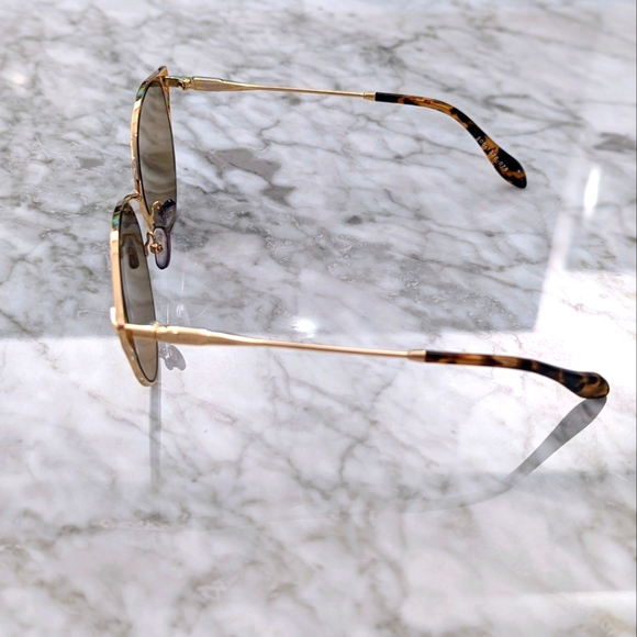 Sonix Ibiza Cat Eye Wire Frame Gold Tone Sunglasses - Picture 5 of 10